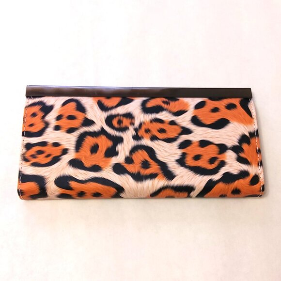 NWOT Quality Faux Leather Orange Black Wallets for Women with Multiple Card Slot - Picture 2 of 3
